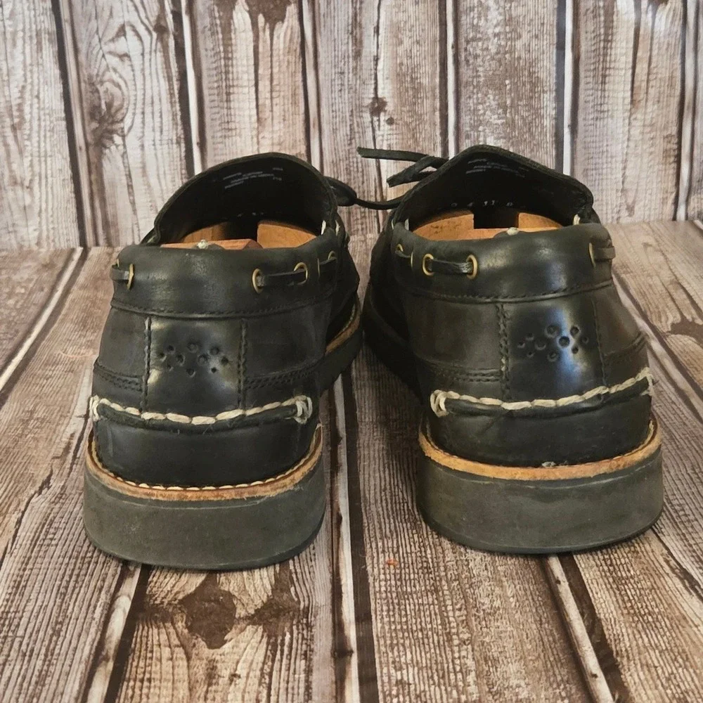 Sz 11 M‎ Mens Cole Haan Pinch Rugged Camp Moc Black Leather Cushioned Boat Shoes
